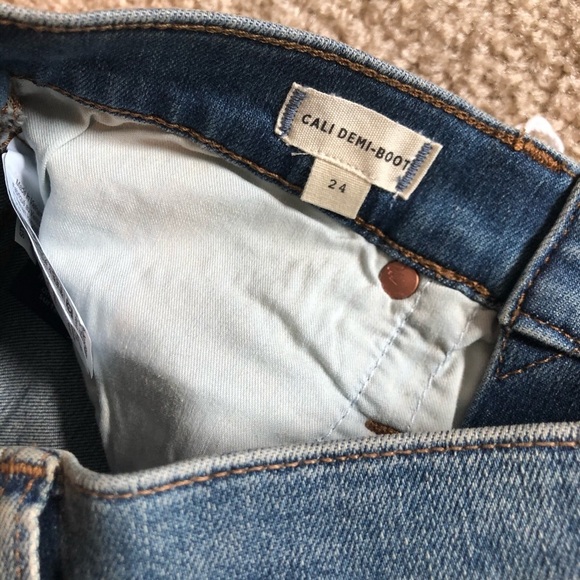 Madewell Cali Demi boot cut button front wash blue denim  jean pants 24 - Picture 5 of 10